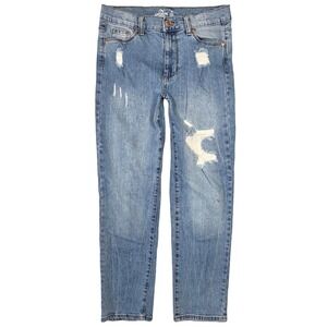 Jordache Girls Girlfriend Jeans Size 14 Distressed Light Wash Denim Preppy Boho‎